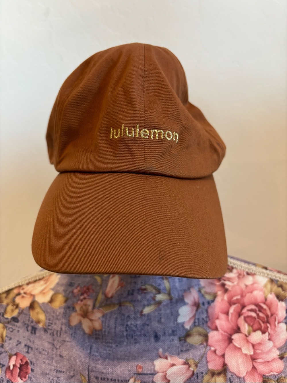 Lululemon Baller Brown Baseball Cap with Gold Logo